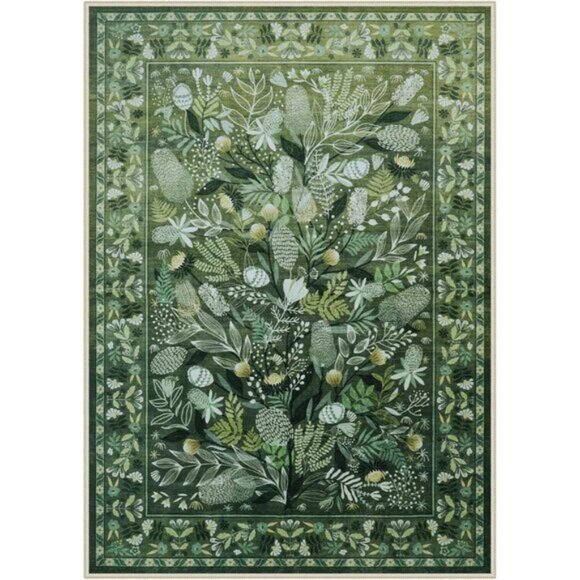 New 5x7 Green Botanical Area Rug, Washable Non-Slip Modern Carpet for Any Room - Picture 9 of 9